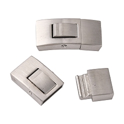 Stainless Steel Color 304 Stainless Steel Bayonet Clasps, Rectangle, Stainless Steel Color, 25x13mm, Hole: 10x3mm