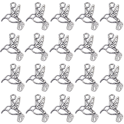 Античное Серебро Сплавочные подвески тибетского стиля, птица, античное серебро, 22x18x2 мм, отверстие : 2 мм, 100 шт / коробка