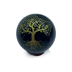 Дерево Украшения из натурального обсидиана с пескоструйной обработкой, для домашнего офисного стола, круглые, дерево, 50 мм