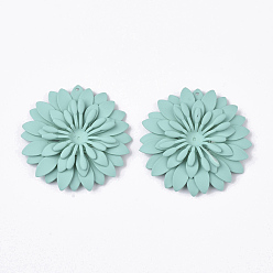 Turquoise Iron Pendant Cabochon Settings, Flower, Turquoise, Tray: 6mm, 38x5mm, Hole: 1.2mm