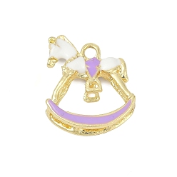 Лиловый Подвески из эмали и сплава, золотые, лошадь очарование, сирень, 25x22x6 мм, отверстие : 3 мм