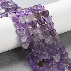 Аметист Природный аметист нитей бисера, сердце, 6x6x2 мм, отверстие : 0.7 мм, около 71 шт / нитка, 15.55'' (39.5 см)