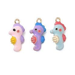Sea Horse Подвески из эмали и сплава, золотые, морской конек, 19x10x6 мм, отверстие : 1.6 мм