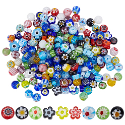 (52) Непрозрачная лаванда 3 нити 3 стили, нити из стеклянных бусин миллефиори ручной работы, разнообразные, разноцветные, 4~7.2x2.6~6 мм, отверстие : 0.5~1 мм, 1 прядь / стиль