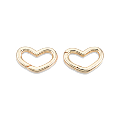 Настоящее золото 18K Латунные пружинные кольца, без кадмия, без никеля и без свинца, сердце, реальный 18 k позолоченный, 11.5x17x2.5 мм