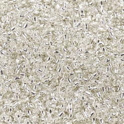 White 12/0 Glass Seed Beads, Silver Lined Round Hole, Round, White, 2mm, Hole: 1mm, about 30000 beads/pound