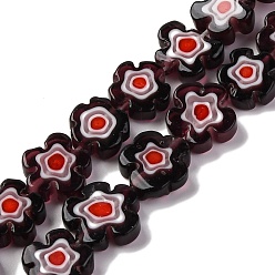 Кокосово-Коричневый Handmade millefiori lampwork beads strands, слива, кокосового коричневый, 9.5x10.5x3.5 мм, отверстие : 0.8 мм, около 35 шт / нитка, 14.17'' (36 см)