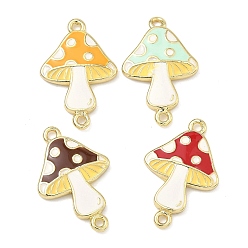 (52) Непрозрачная лаванда Подвески-соединители в виде грибов из осенней латуни с эмалью, золотые, разноцветные, 22x14x2.5 мм, отверстие : 1.2 мм
