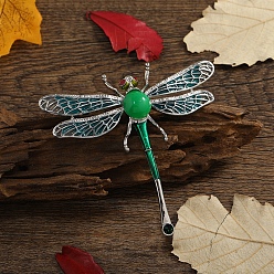 Синий Брошь в виде стрекозы из сплава со стразами, эмалированная брошь насекомое со стеклом, синие, 87x83 мм