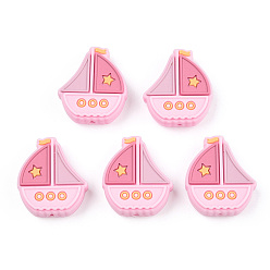 Бледно-Розовый Пищевые экологически чистые силиконовые фокусные шарики, лодка, розовый жемчуг, 28x25x9 мм, отверстие : 2 мм