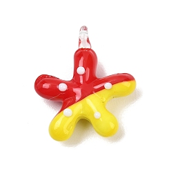 Желтый Стеклянные подвески, прелести морская звезда, желтые, 29~31x25~26x8.5 мм, отверстие : 3.5~4x2.3~4 мм