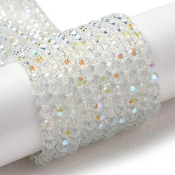 Белый Дым Стеклянные бусины, имитация нефрита , граненые, круглые, серый, 4 мм, отверстие : 0.8 мм, около 87~93 шт / нитка, 32~33 см