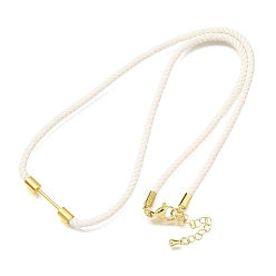 Белый 3мм круглые нейлоновые миланские шнуры для изготовления ожерелий, с латунными выводами и 303 застежками из лобстера из нержавеющей стали, золотые, долговечный, стойки покрытие, белые, 19.53 дюйм (49.6 см)