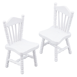 White Mini Wooden Chair, for Dollhouse Accessories Pretending Prop Decorations, White, 37x41x80mm