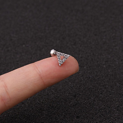 Нержавеющая Сталь Цвет 316l хирургическая нержавеющая сталь микропаве прозрачный кубический цирконий треугольные серьги для хряща, цвет нержавеющей стали, 6 мм, штифты : 1.2 мм