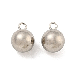 Нержавеющая Сталь Цвет Не тускнеющие 201 подвески из нержавеющей стали, круглый шарм, цвет нержавеющей стали, 11x8x8 мм, отверстие : 1.8 мм