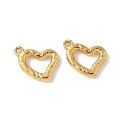 Настоящее золото 18K 304 прелести нержавеющей стали, ионное покрытие (ip), очарование полого сердца, реальный 18 k позолоченный, 11.5x13.5x2.5 мм, отверстие : 1.2 мм
