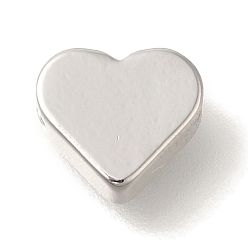 Платина Латунные бусины, без кадмия, без никеля и без свинца, сердце, платина, 7x7x3.5 мм, отверстие : 1.8 мм