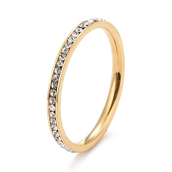 Золотой 304 из нержавеющей стали горный хрусталь кольца, золотые, размер США 10 (19.8 мм)