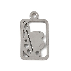 Нержавеющая Сталь Цвет 304 прелести нержавеющей стали, прямоугольник с палитрой, цвет нержавеющей стали, 13x7.5x1 мм, отверстие : 1.2 мм