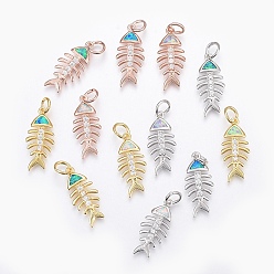 (52) Непрозрачная лаванда Латунные микро проложить кубического циркония подвески, с синтетическим опалом, елочка, разноцветные, 27 мм, отверстие : 4~4.5 мм