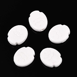 Белый Ручной фарфоровые керамические шарики, яркие глазированный фарфор, рыба, белые, 17x14x5.5 мм, отверстие : 2 мм