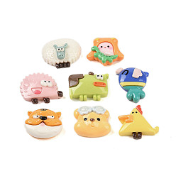 Mixed Color Animals Opaque Resin Decoden Cabochons, Chick & Bird & Hedgehog, Mixed Shapes, Mixed Color, 18~24.5x20.5~25.5x6.5~11mm