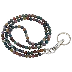 Платина 1Шестерёнка из натуральных драгоценных камней, ремешки для именных карточек, с застежкой из сплава и кольцами, платина, 720 мм