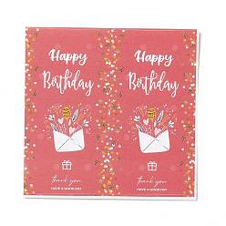 Letter Rectangle Happy Birthday Theme Paper Stickers, Self Adhesive Sticker Labels, for Envelopes, Bubble Mailers and Bags, Letter Pattern, 10.3x10.7x0.01cm, 50pcs/bag