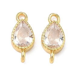 Прозрачный Латунные подвески-каплевидные элементы с кубическим цирконием, инкрустированные фианитами., золотые, стойки покрытие, без кадмия и без свинца, долговечный, прозрачные, 13.5x6x3 мм, отверстия : 1.4 mm и 1.6 мм