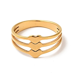 Golden Ionenplattierung (ip) 201 Dreifach-Herz-Fingerring aus Edelstahl zum Valentinstag, golden, us Größe 6 (16.5 mm)