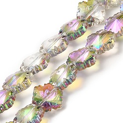 Темно-синий  Шифер Прозрачные стеклянные бусины гальваническим пряди, граненые, с половиным покрытием, снежинка, темный сланец синий, 12.5x14x7 мм, отверстие : 1 мм, около 58~60 шт / нитка, 27.36~28.34 дюйм (69.5~72 см)