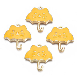 Золотистый Стойки обшивки сплава эмали подвески, без кадмия, без никеля и без свинца, зонтик, золотые, 24x23x3 мм, отверстие : 1.5 мм