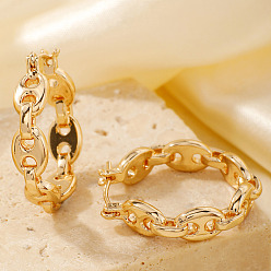 Золотой Элегантные геометрические серьги-кольца из латуни, цепочка-оберег, золотые, 25x6 мм