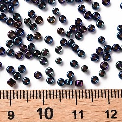 Prussian Blue 12/0 Glass Seed Beads, Iris Round, Prussian Blue, 2mm, Hole: 1mm, about 30000pcs/pound