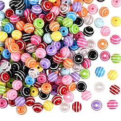 (52) Непрозрачная лаванда 200 непрозрачные акриловые бусины, круглый с полосой, разноцветные, 8x7 мм, отверстие : 1.8 мм
