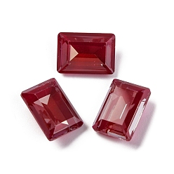 Сиамский Стеклянные стразы кабошоны, назад назад, граненые, прямоугольные, Сиам, 14x10x5.5 мм