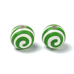 Sea Green Wood European Beads, Round, Large Hole Beads, Sea Green, 16x15mm, Hole: 4mm