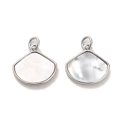 Платина Подвески в форме ракушки из латуни с прыгающим кольцом, платина, 14.5x15x2.5 мм, отверстие : 3.5 мм