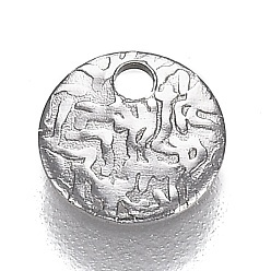 Color de Acero Inoxidable Resistente al deslustre 304 dijes de acero inoxidable, textura, Corte con laser, plano y redondo, color acero inoxidable, 6x0.5 mm, agujero: 1.2 mm