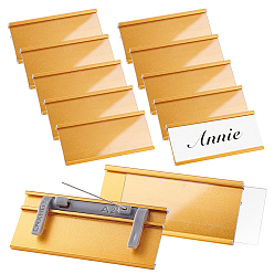 Золотой Держатель таблички из алюминиевого сплава, с английской булавкой, прямоугольные, золотые, 31x72 мм, внутренний диаметр: 27x72 мм