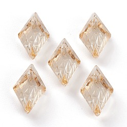 Золотая Тень Подвески из тисненого стекла со стразами, ромб, граненые, золотые тени, 13x8x4.2 мм, отверстие : 1.2 мм