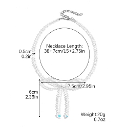 Прозрачный Женские ожерелья из бисера из цинкового сплава и стеклянного бисера, бантом, прозрачные, 14.96 дюйм (38 см)