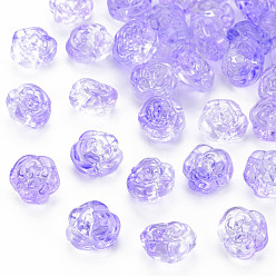 Lilac Transparent Baking Paint Glass Beads, Rose, Lilac, 12.5x14x9mm, Hole: 1.2mm