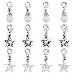 Платина 12 шт 3 стили звезда сплав обувь подвески, с карабин-лобстерами , платина, 25.7~28 мм, 4 шт / стиль
