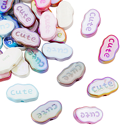 (52) Непрозрачная лаванда 40шт. светящихся акриловых бусин с УФ-покрытием, радужный, облако, светится в темноте, разноцветные, 15x26x8 мм, отверстие : 2.6 мм