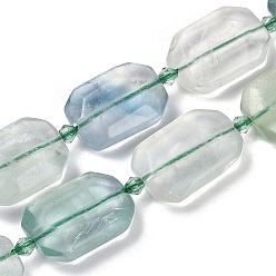 Флюорит Природных красочные флюорита бисер нитей, граненые, прямоугольные, с бисером, 21~22x15~17x7~8 мм, отверстие : 1 мм, около 16~20 шт / нитка, 15.35~15.75'' (39~40 см)