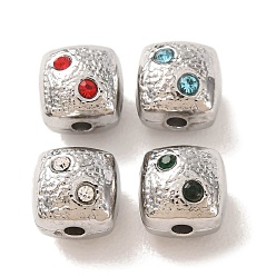 (52) Непрозрачная лаванда 304 из нержавеющей стали горный хрусталь бисер, квадратный, цвет нержавеющей стали, разноцветные, 7.5x7.5x7 мм, отверстие : 1.7 мм