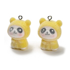 Панда Подвески из непрозрачной смолы, с железной платиной петлей, панда, 31x21x19 мм, отверстие : 2 мм