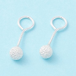 Серебро Текстурированный крошечный шарик 999 изящные серебряные серьги-пусеты, изысканные минималистичные серьги для девушек, серебряные, 16.5x4 мм, штифты : 0.8 мм